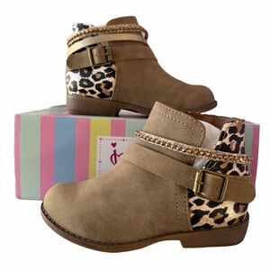 Jellypop Lil Biddy Ankle Boots Girls Kids Cheetah Strap Winter Boho Western
